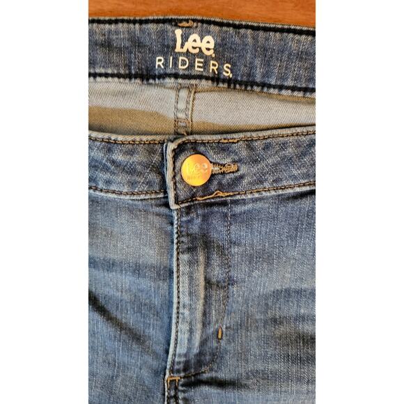 Lee Riders Ankle Jeans Women 18M Blue Relaxed Fit Stretch Frayed Cuffed - Picture 9 of 14